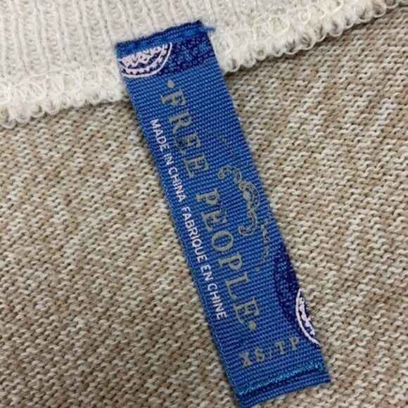 Free People Cream Fair Isle Short Sleeve Knit Top Size XS - Picture 7 of 9